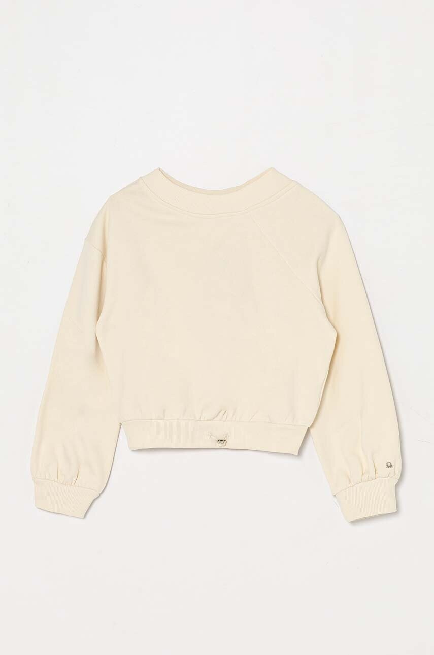 United Colors of Benetton hanorac de bumbac pentru copii culoarea bej, neted, 33NVC400B