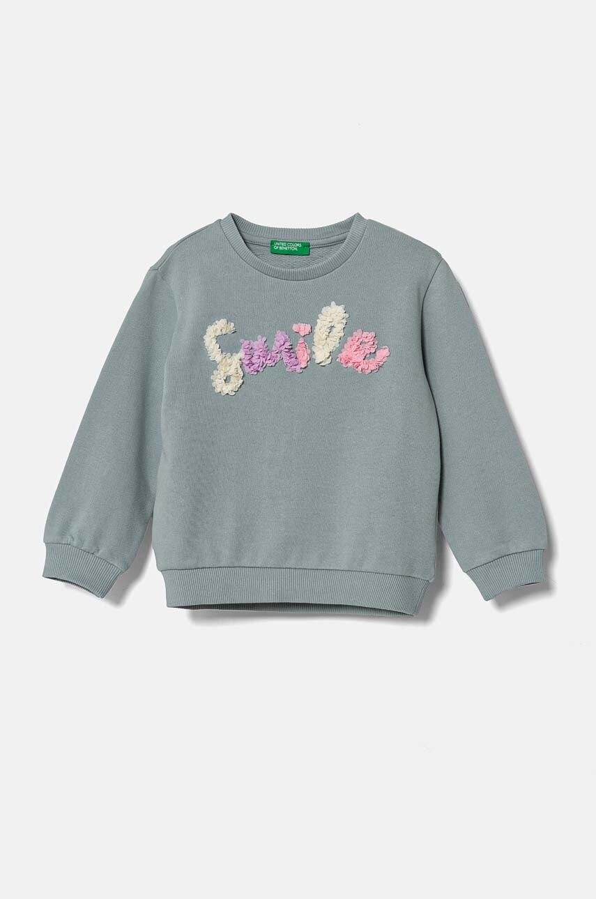 

Бебешки памучен суичър United Colors of Benetton в зелено с десен 3J68G10FU, Зелен