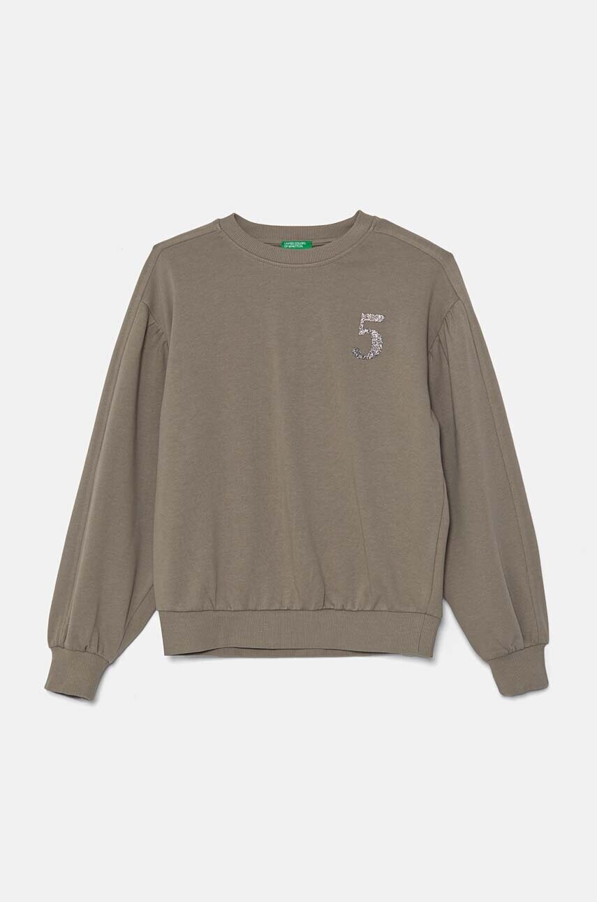 United Colors of Benetton hanorac de bumbac pentru copii culoarea verde, cu imprimeu, 33NVC10K3
