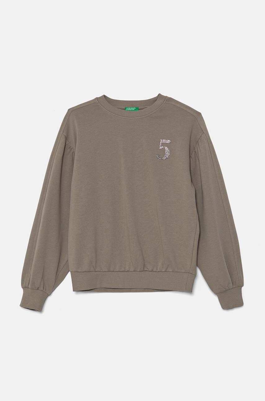 United Colors of Benetton hanorac de bumbac pentru copii culoarea verde, cu imprimeu, 33NVC10K3