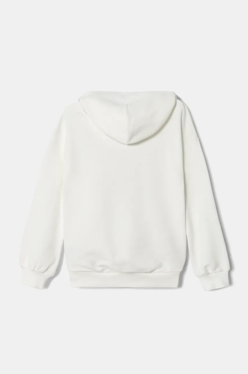Детская хлопковая кофта United Colors of Benetton x Looney Tunes цвет белый с капюшоном с принтом 3J68C204B