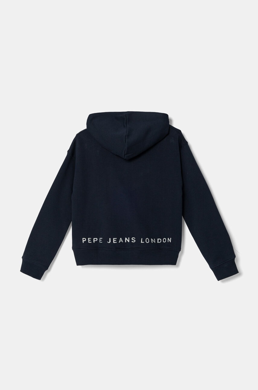 Дитяча бавовняна кофта Pepe Jeans VICKY колір синій з капюшоном з принтом PG581337
