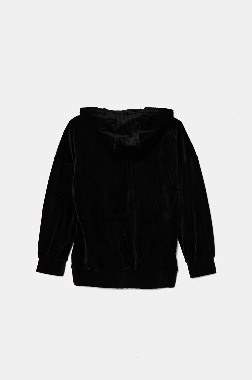 Дитяча кофта Guess колір чорний з капюшоном з аплікацією J4BQ10 KCH92