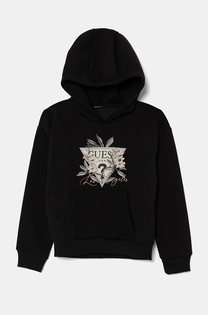 

Детски суичър Guess в черно с качулка с апликация J4BQ27 KCKF2, Черен