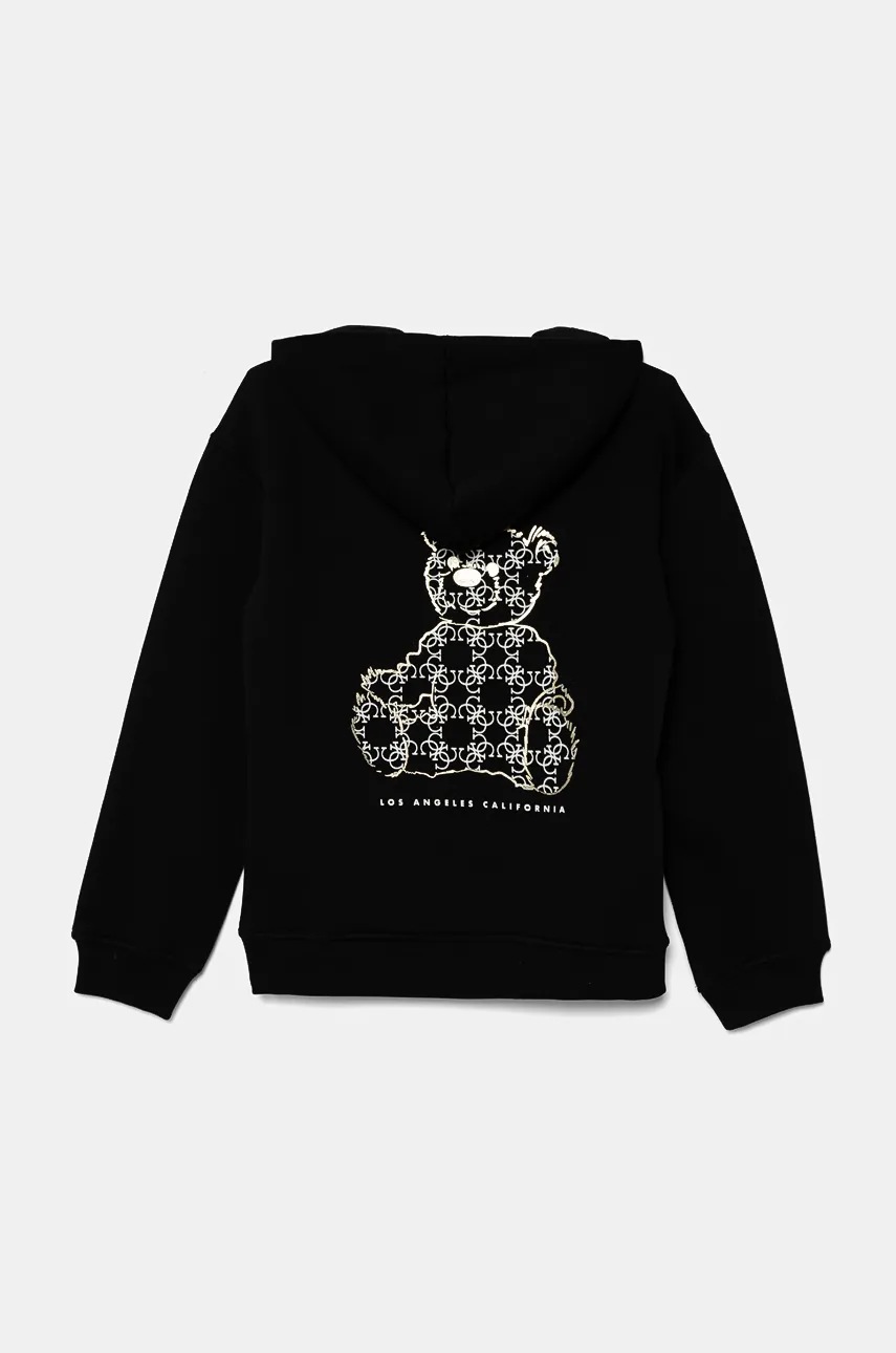 Детская кофта Guess цвет чёрный с капюшоном с принтом J4BQ29 KCHX0