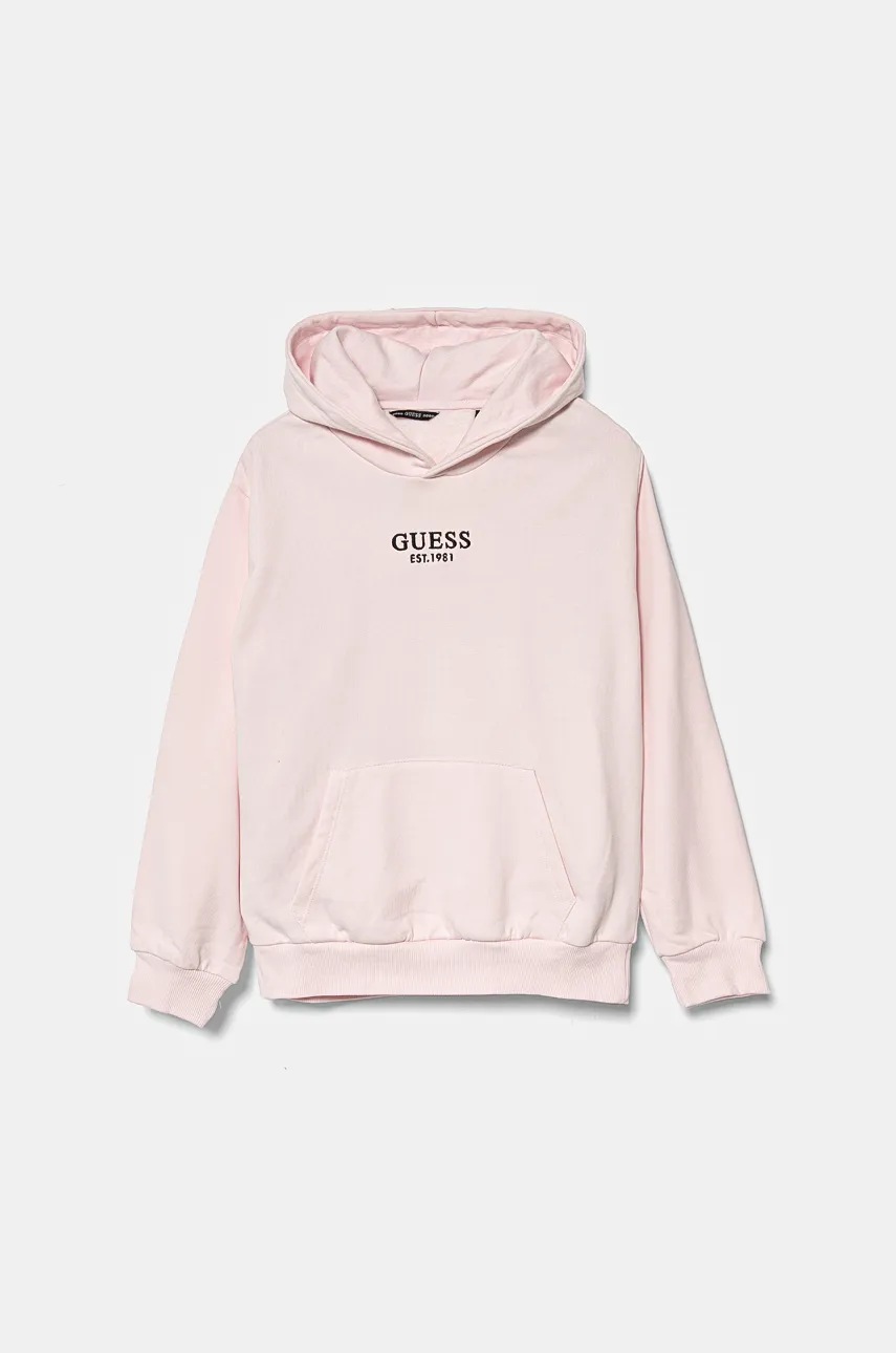 

Детски памучен суичър Guess в розово с качулка с апликация J4BQ31 KAV33, Розов