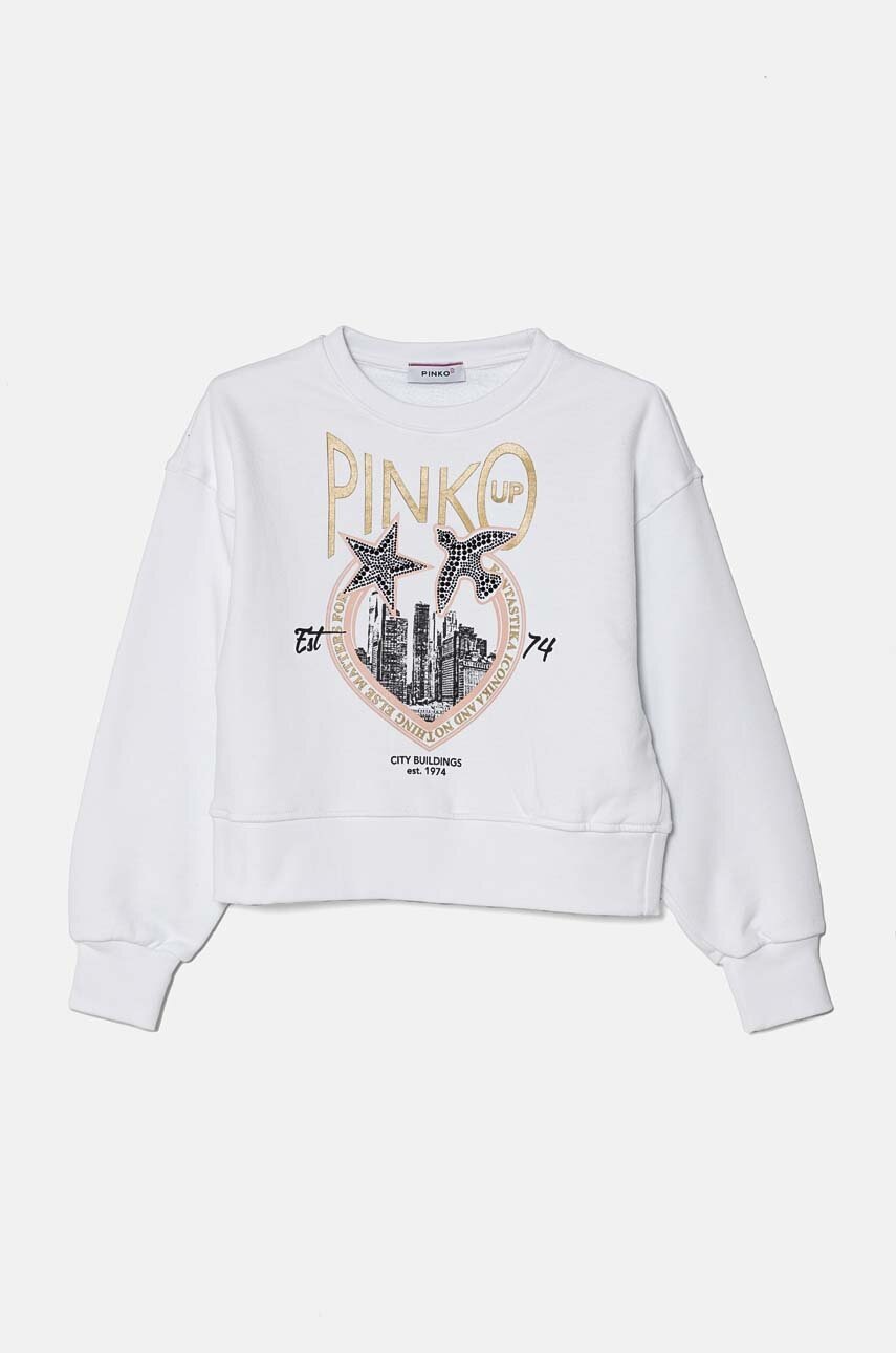 

Детски памучен суичър Pinko Up в бяло с апликация F4PIJGSW218, Бял
