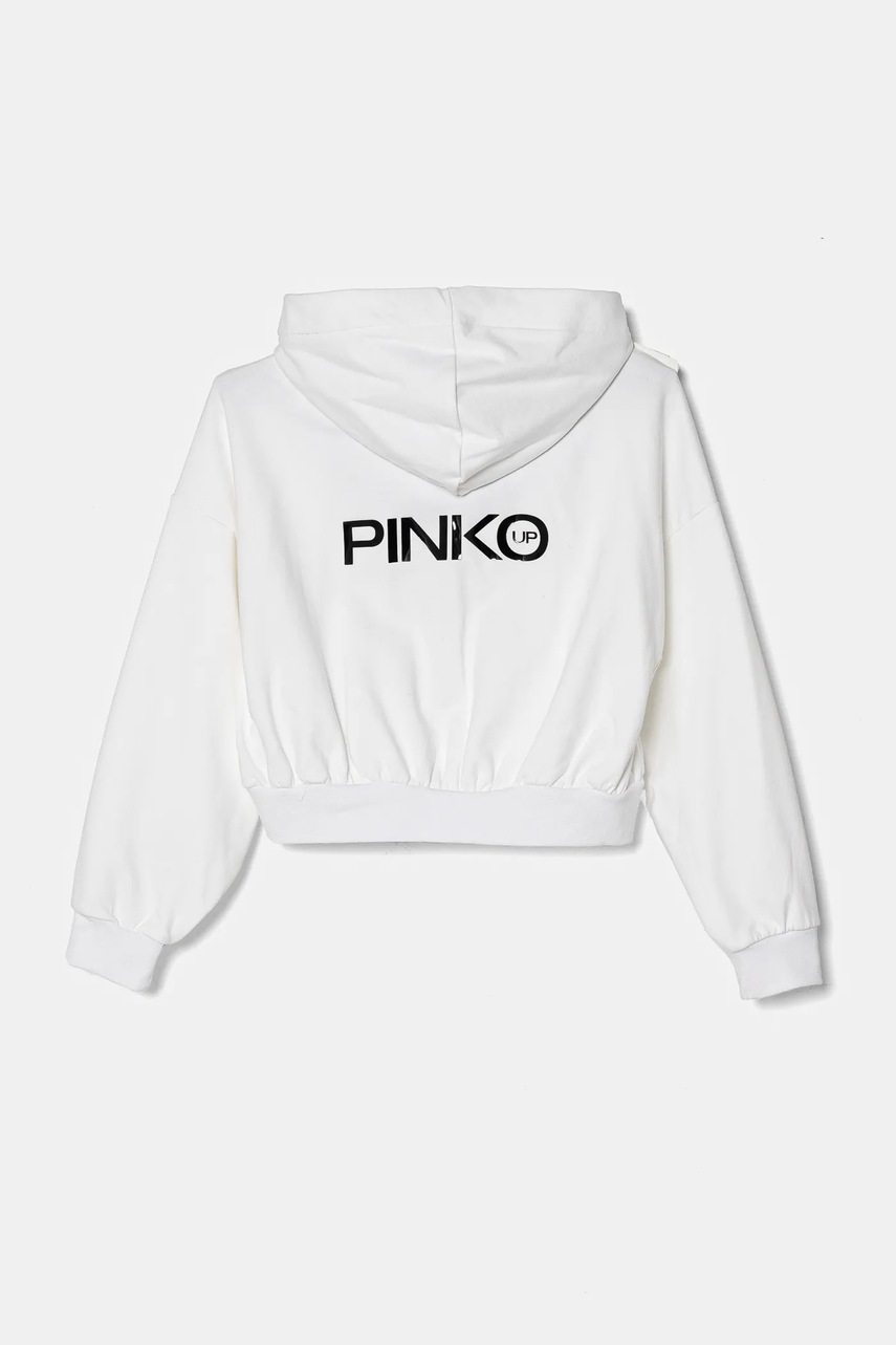 Детская кофта Pinko Up цвет белый с капюшоном с принтом F4PIJGZH089