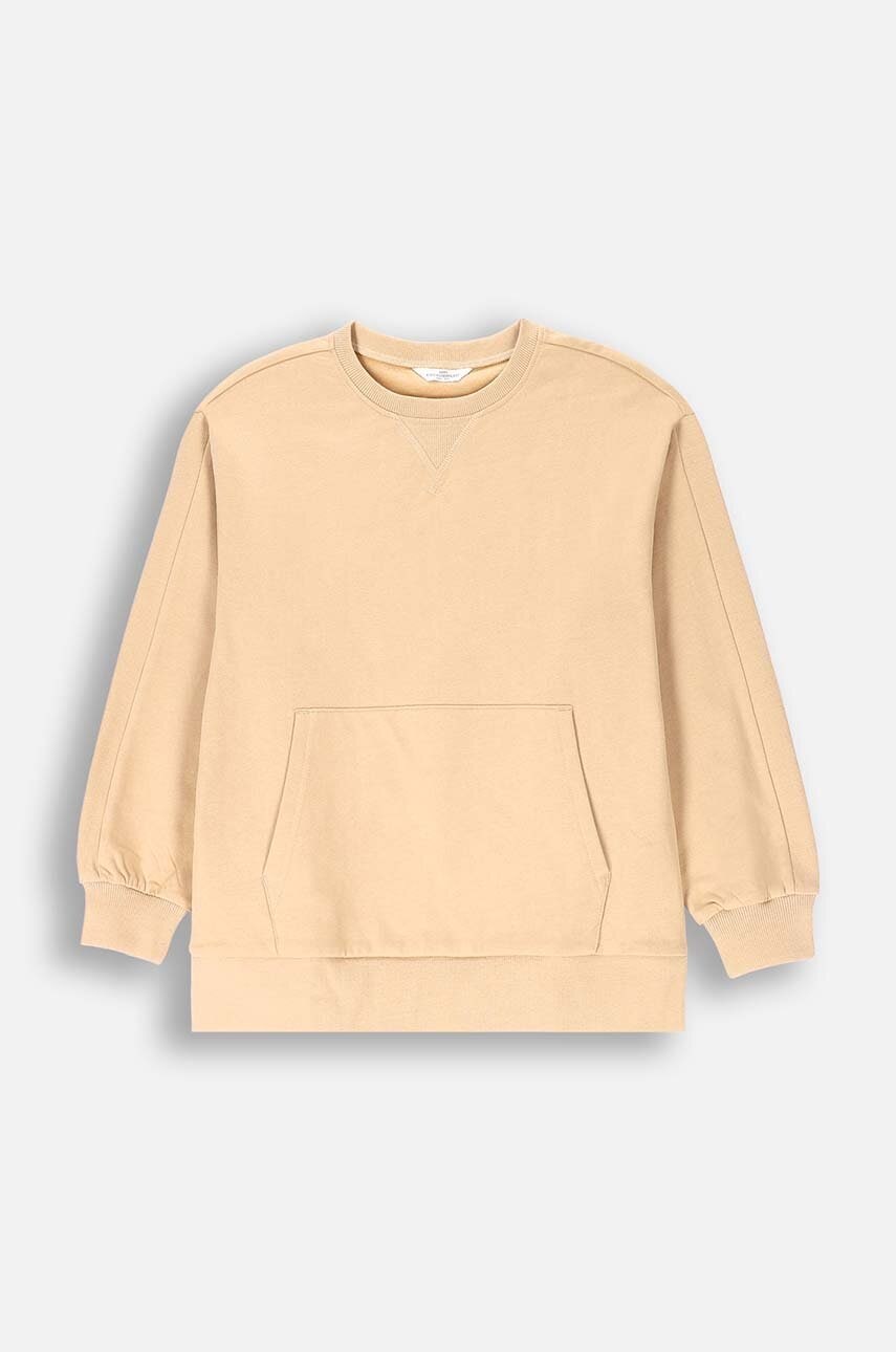 Coccodrillo hanorac de bumbac pentru copii culoarea bej, neted, EVERYDAY GIRL