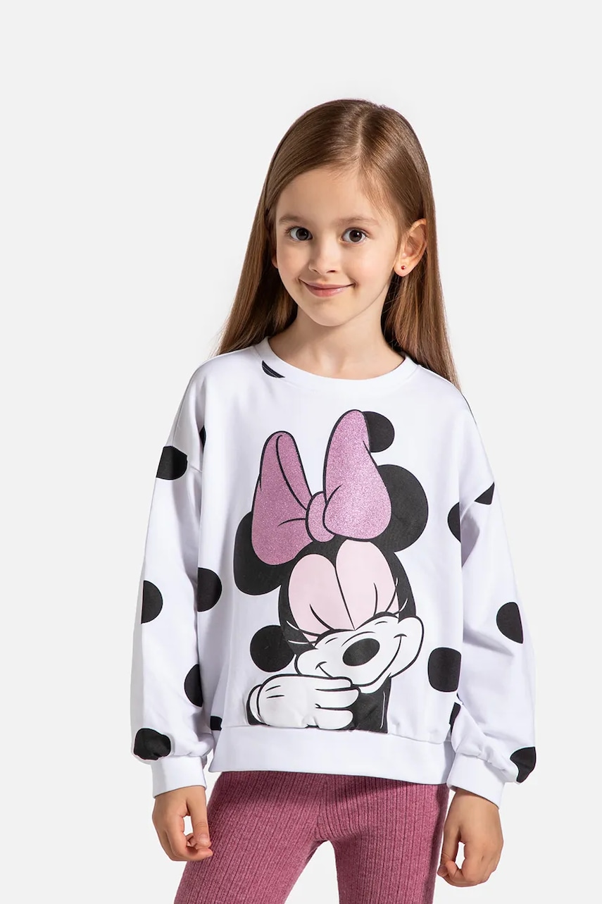 Coccodrillo bluză copii culoarea alb, cu imprimeu, LICENCE GIRL DISNEY
