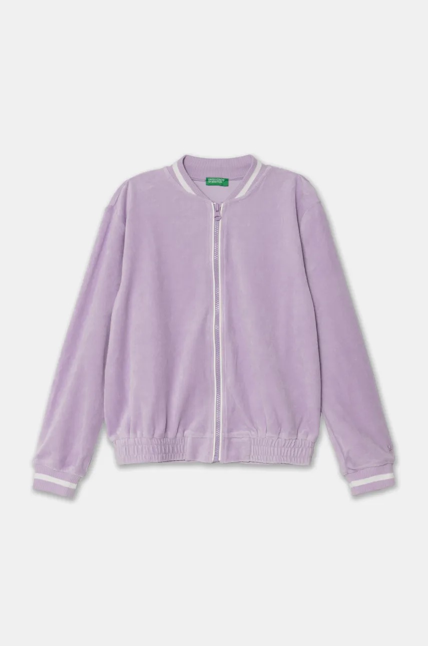 

Детски кадифен суичър United Colors of Benetton в лилаво с изчистен дизайн 3UK0C503W, Виолетов