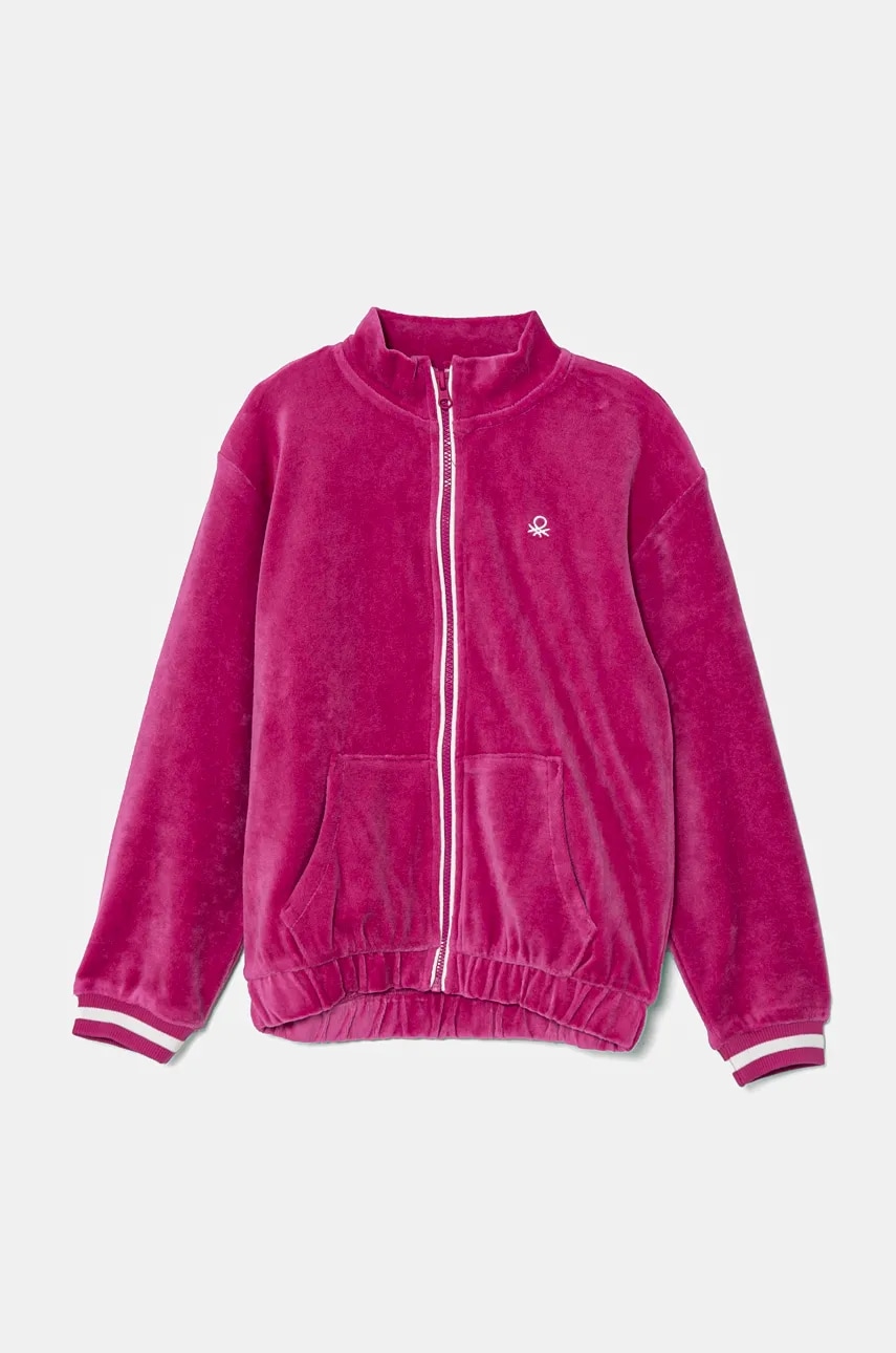United Colors of Benetton bluza copii culoarea roz, neted, 3UK0G5036 United Colors of Benetton bluza copii culoarea roz, neted, 3UK0G5036