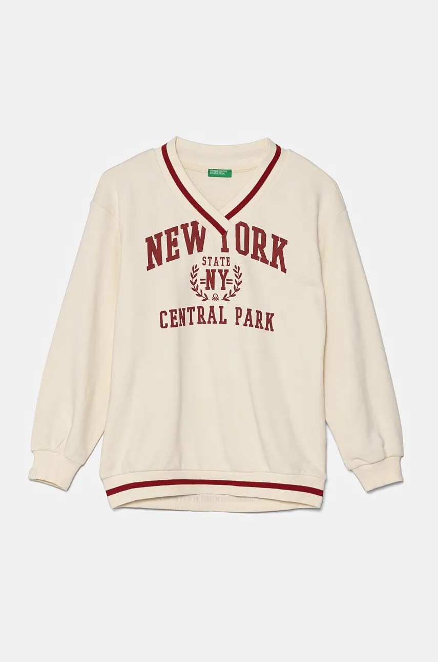 

Детски суичър United Colors of Benetton в бежово с десен 32N4C400A, Бежов
