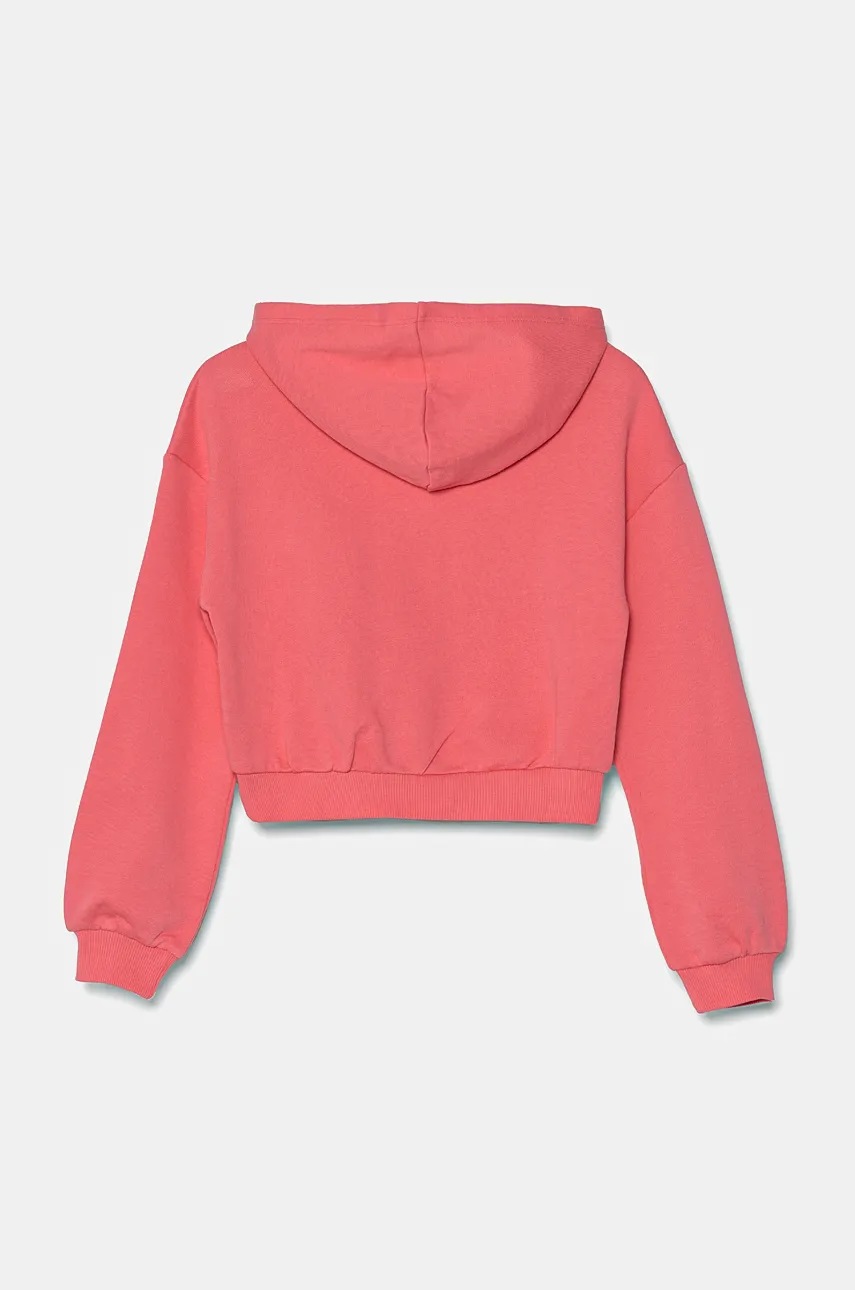 Детская хлопковая кофта United Colors of Benetton цвет розовый с капюшоном с аппликацией 3J68C204C Детская хлопковая кофта United Colors of Benetton цвет розовый с капюшоном с аппликацией 3J68C204C