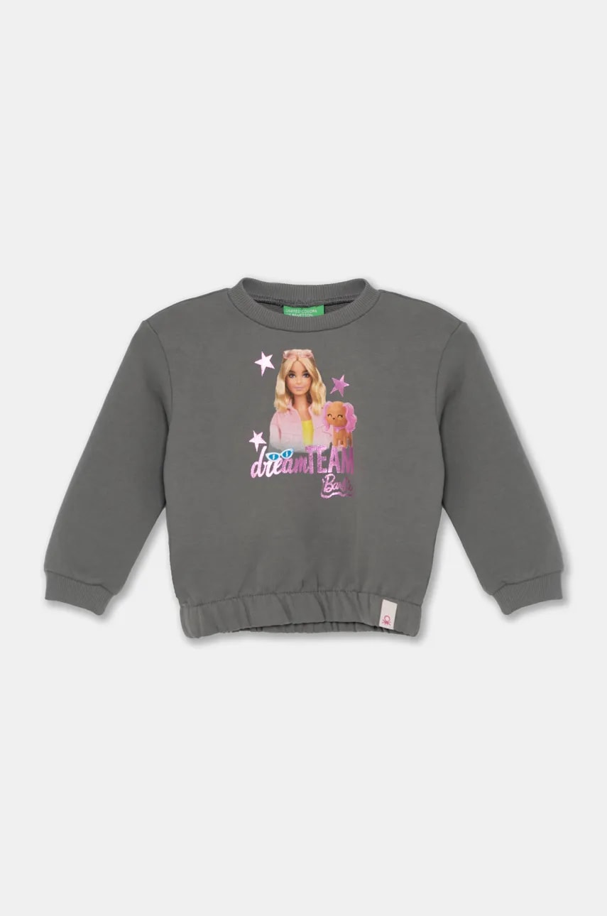 United Colors of Benetton hanorac de bumbac pentru bebelusi culoarea gri, cu imprimeu, 3J68G10HI