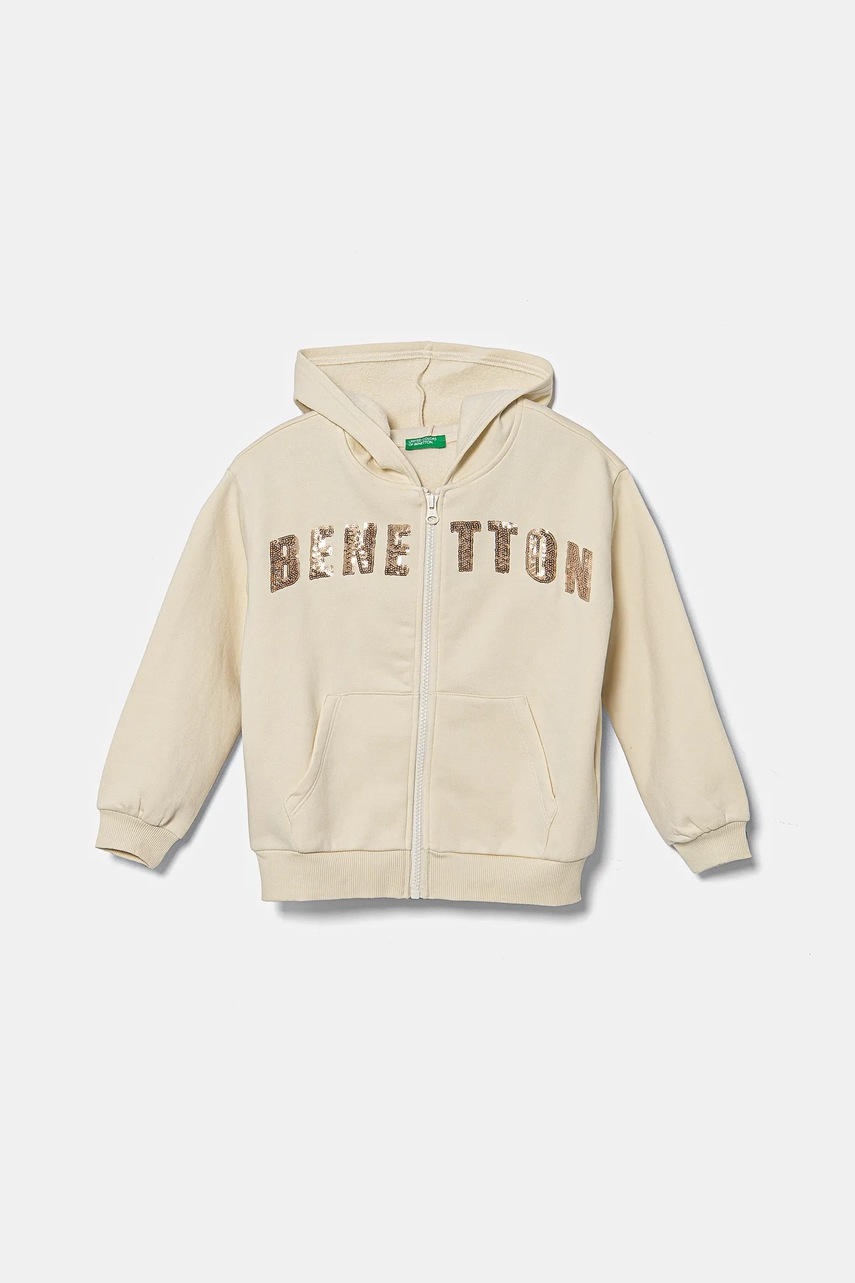 

Детски суичър United Colors of Benetton в бежово с качулка с апликация 39M2C504F, Бежов