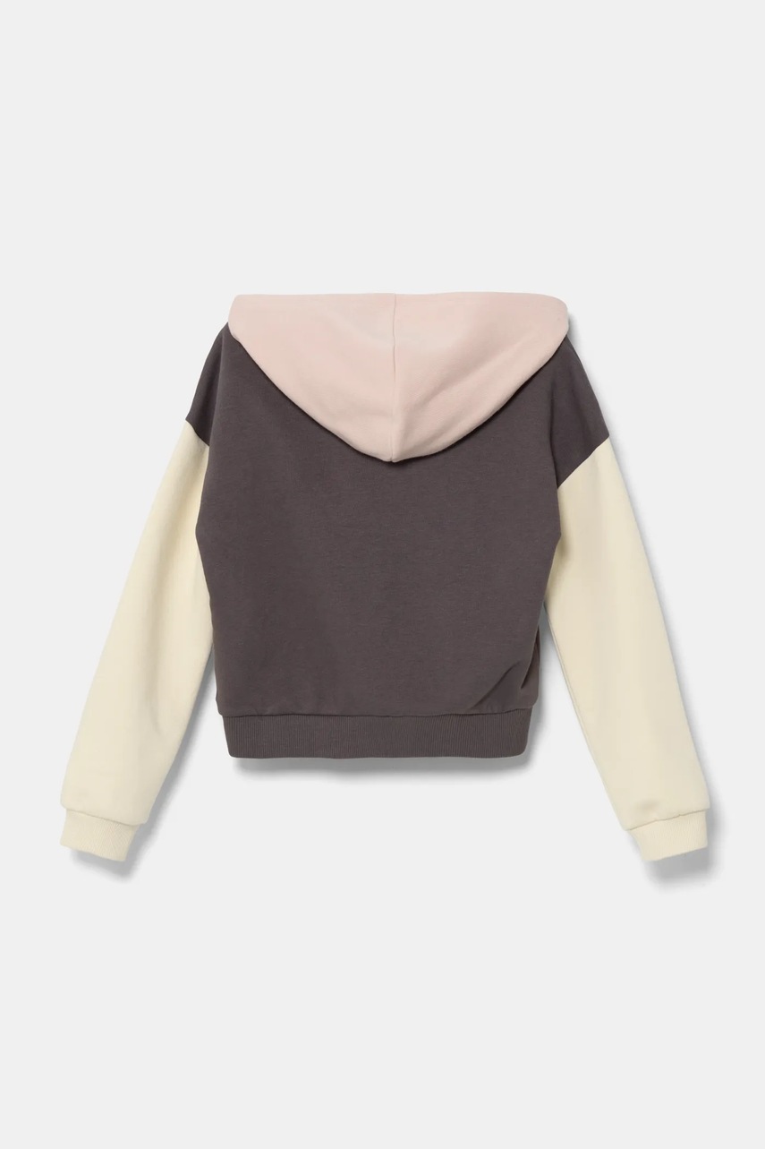 Дитяча кофта United Colors of Benetton колір сірий з капюшоном з аплікацією 39M2C203W