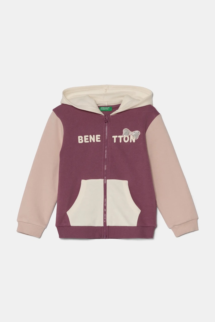 United Colors of Benetton bluza copii culoarea roz, cu glugă, modelator, 39M2G503G
