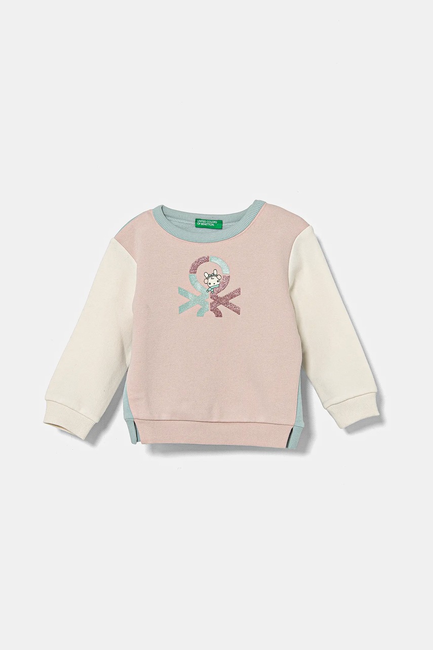 

Детски суичър United Colors of Benetton в бежово с принт 39M2G10GM, Бежов