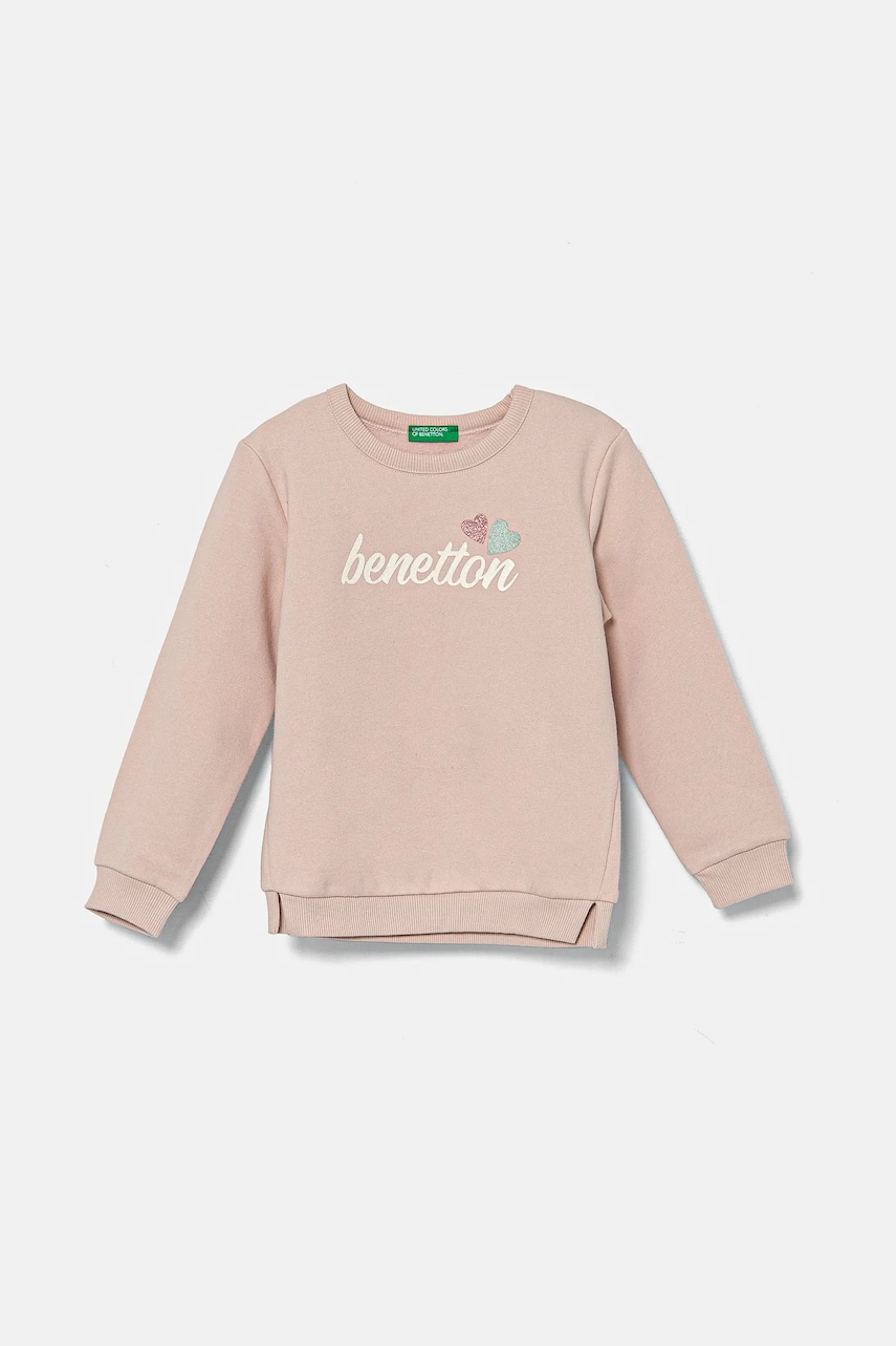 United Colors of Benetton bluza copii culoarea roz, cu imprimeu, 39M2G10GM United Colors of Benetton bluza copii culoarea roz, cu imprimeu, 39M2G10GM