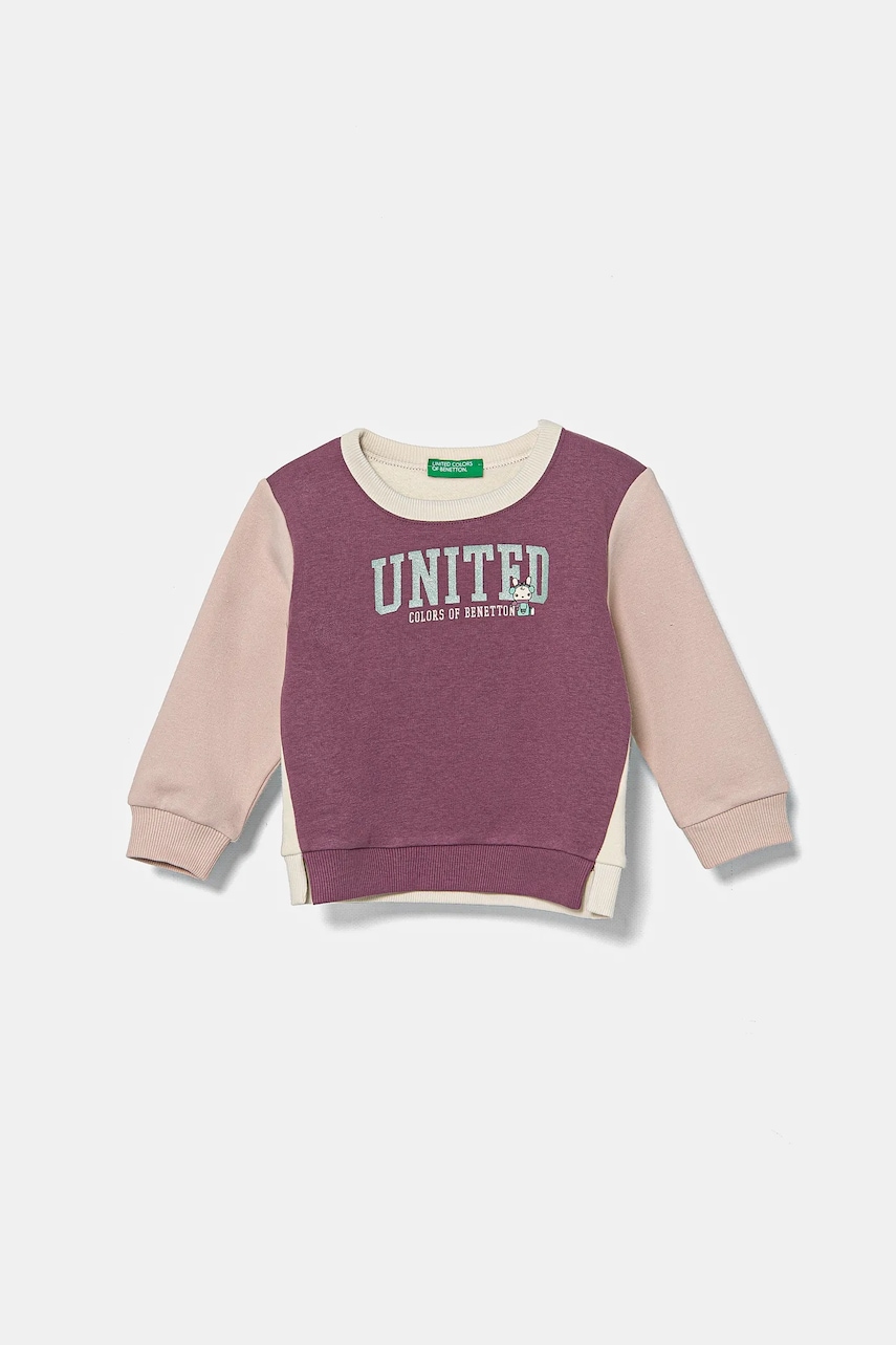United Colors of Benetton bluza copii culoarea roz, cu imprimeu, 39M2G10GM United Colors of Benetton bluza copii culoarea roz, cu imprimeu, 39M2G10GM