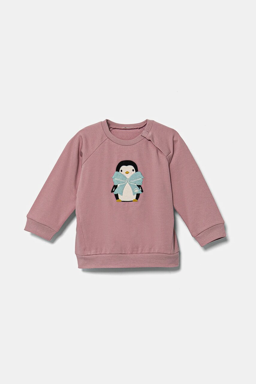 United Colors of Benetton bluza bebe culoarea roz, cu imprimeu, 36MJA105G