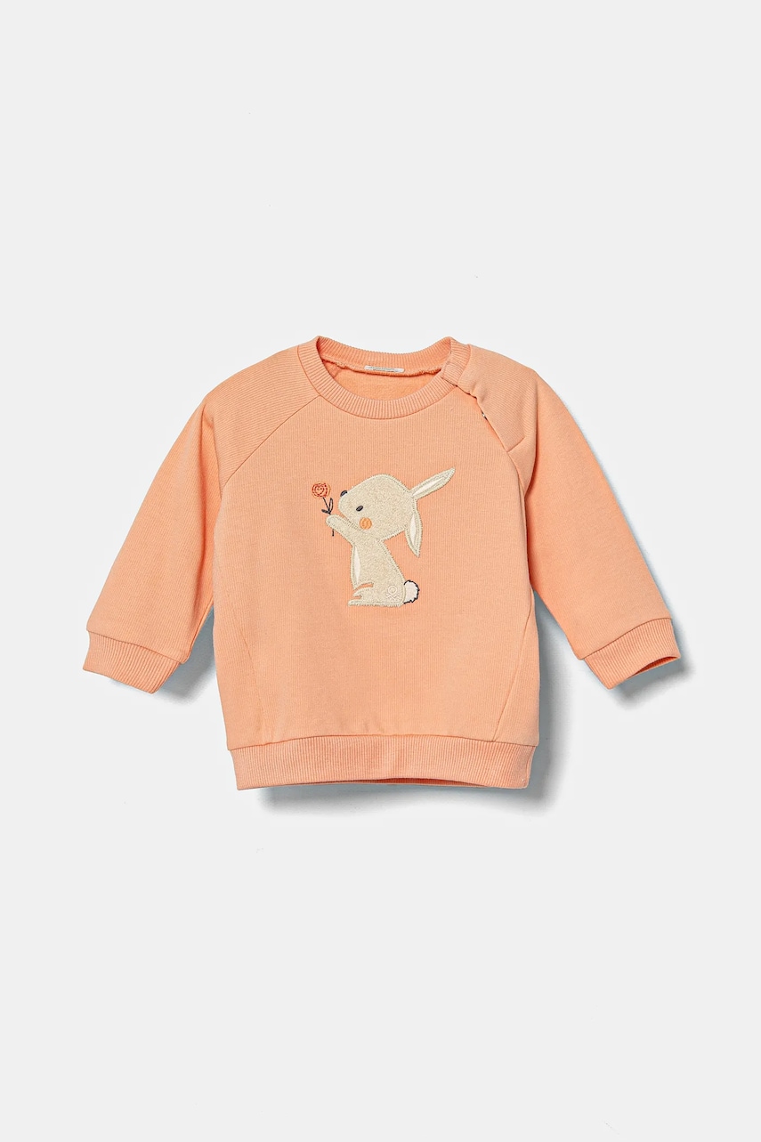 United Colors of Benetton bluza copii culoarea portocaliu, cu imprimeu, 36MJA105G