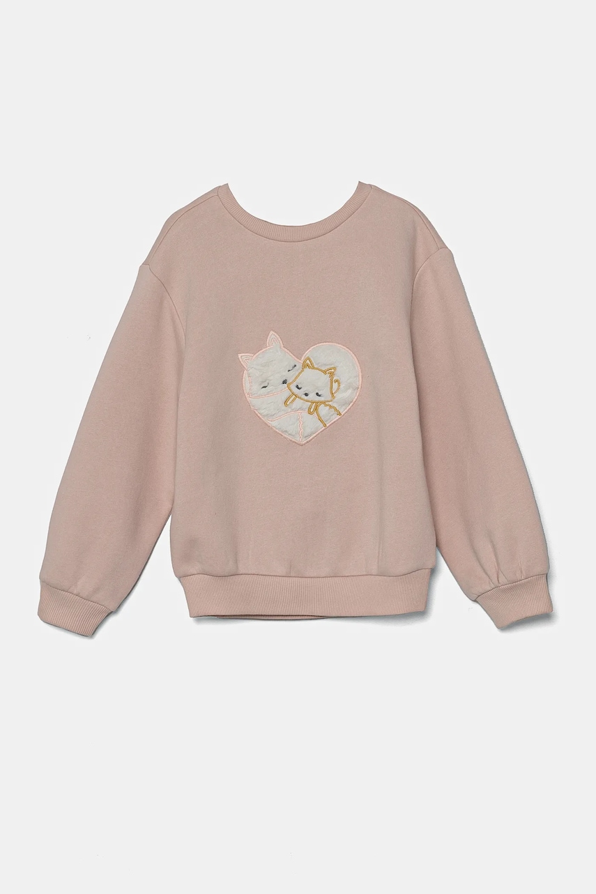 United Colors of Benetton bluza copii culoarea roz, cu imprimeu, 39M2G10GD