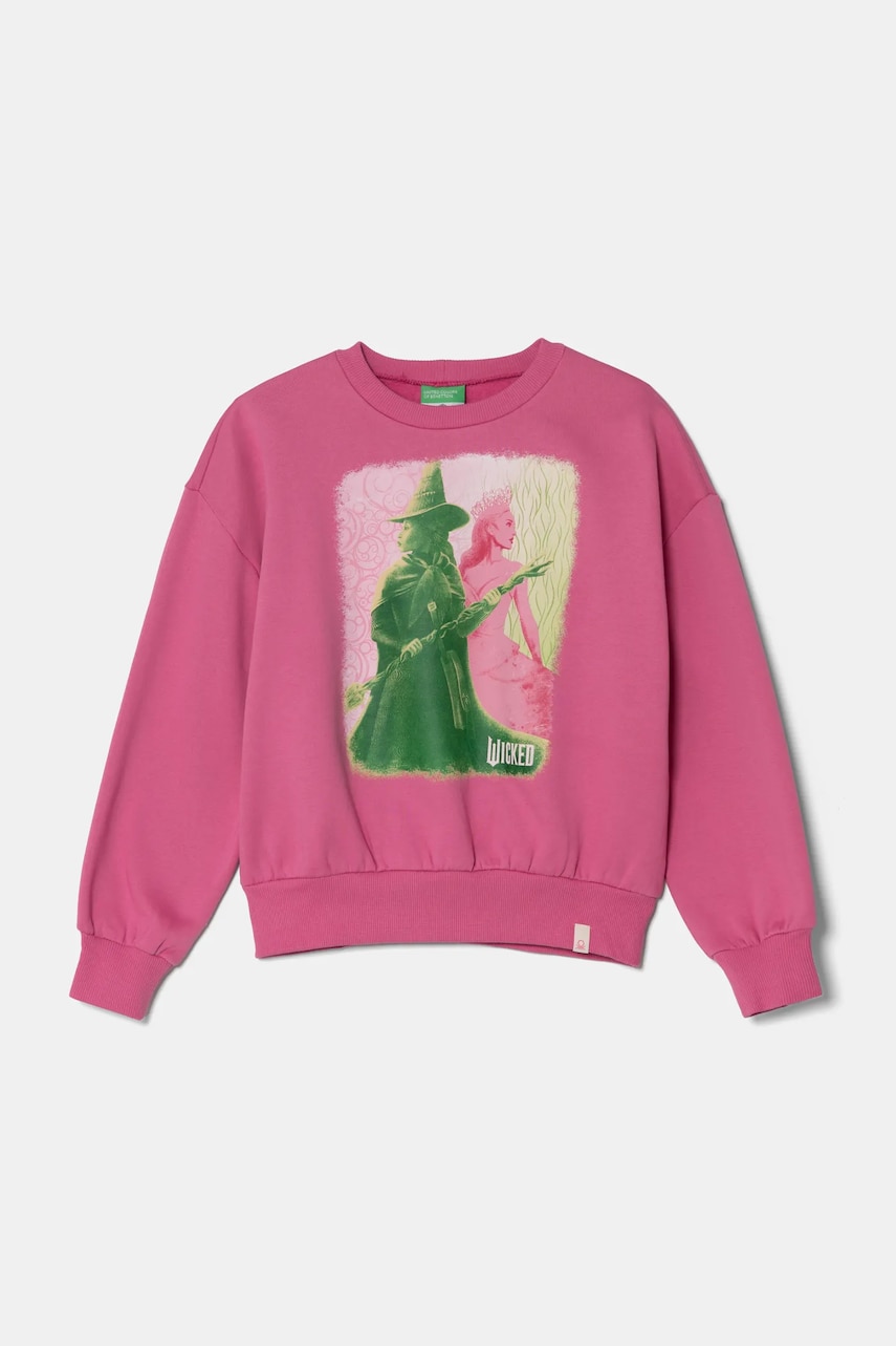 United Colors of Benetton bluza copii culoarea violet, cu imprimeu, 3FE1C10OI United Colors of Benetton bluza copii culoarea violet, cu imprimeu, 3FE1C10OI