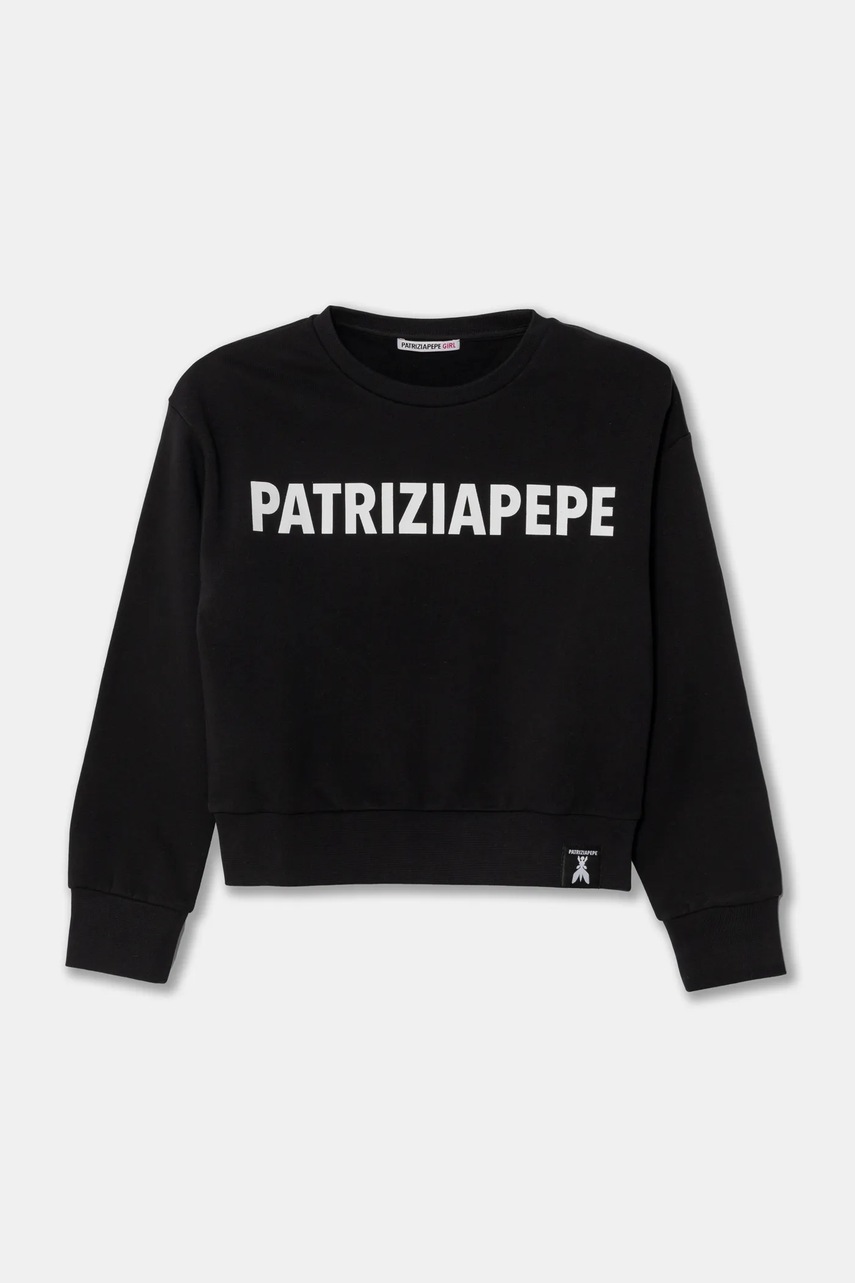 

Детски памучен суичър Patrizia Pepe J046 в бяло с принт 7M0854, Черен