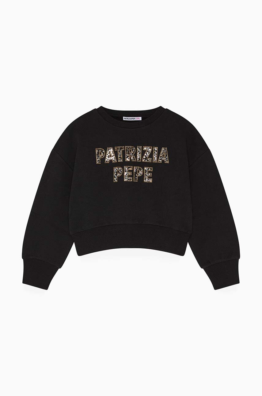 

Детски памучен суичър Patrizia Pepe J046 в черно с апликация 7M0872, Черен