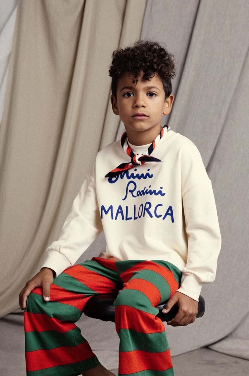 

Детски памучен суичър Mini Rodini Mallorca в бежово с принт, Бежов
