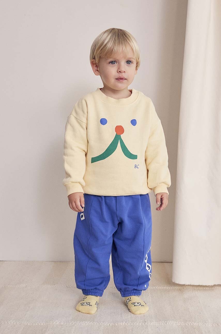 Bobo Choses hanorac de bumbac pentru bebelusi Funny face culoarea galben, cu imprimeu, 224AB030