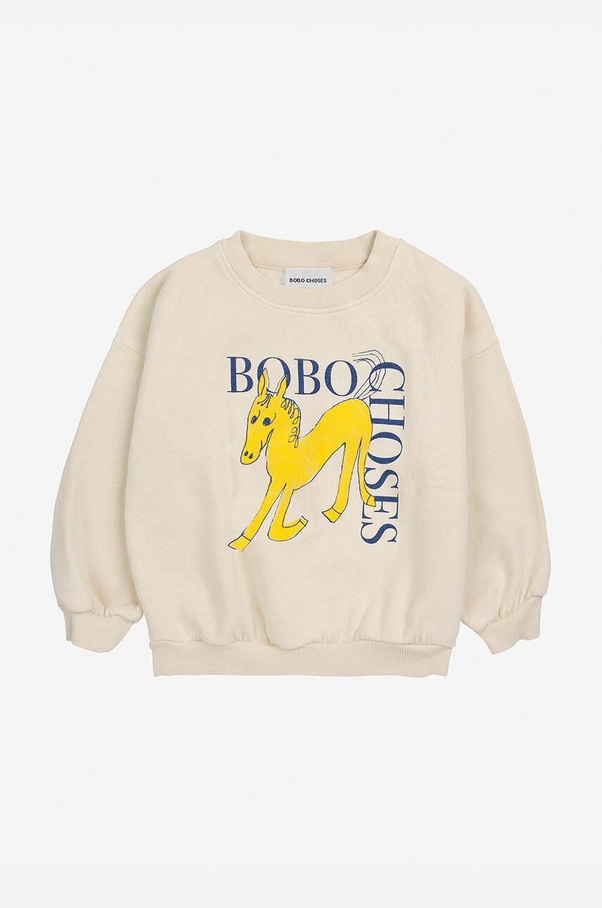 Дитяча бавовняна кофта Bobo Choses Wonder Horse колір бежевий з принтом 224AC038