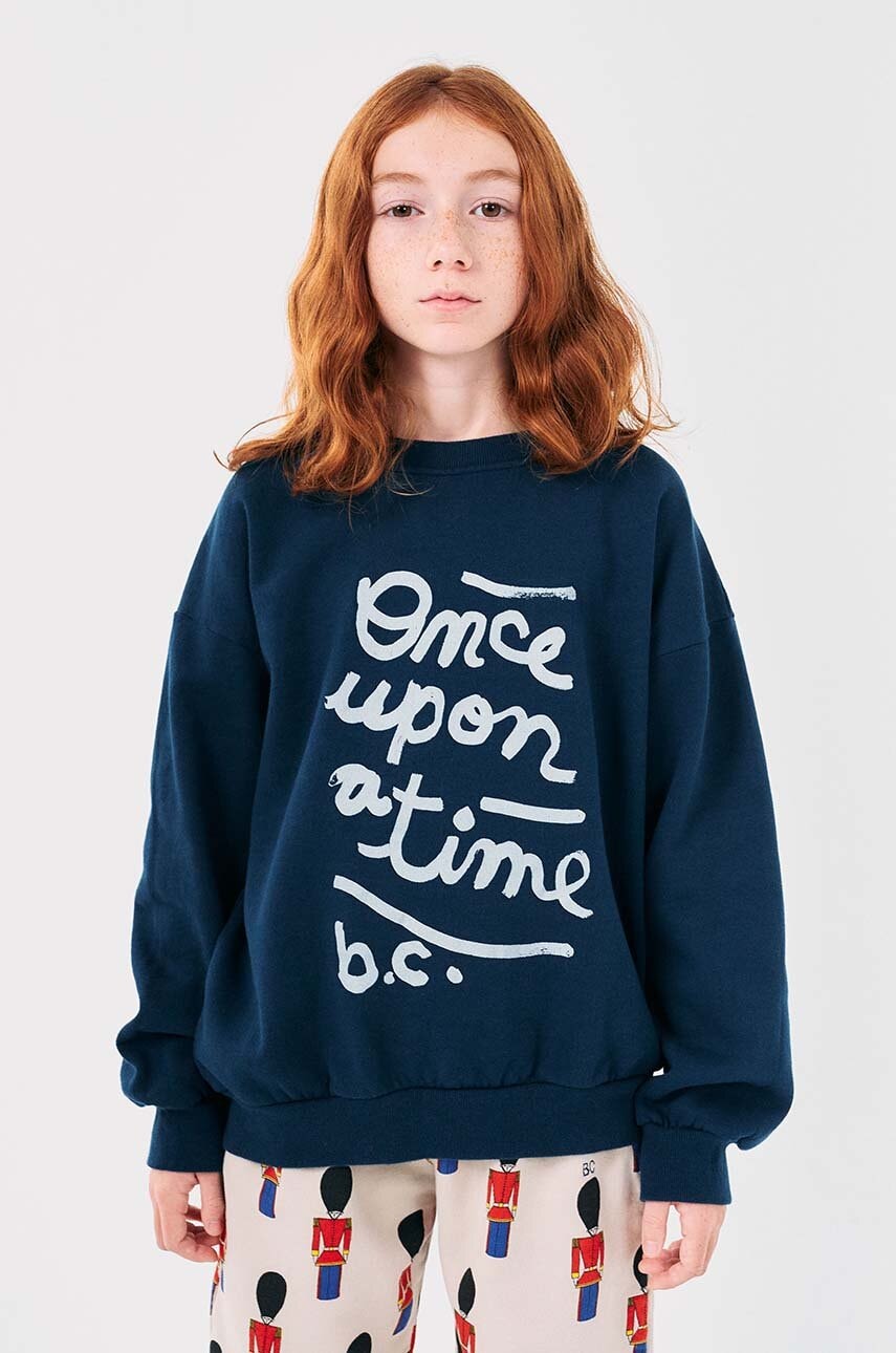 Bobo Choses hanorac de bumbac pentru copii Once Upon a Time culoarea albastru marin, cu imprimeu, 224AC041