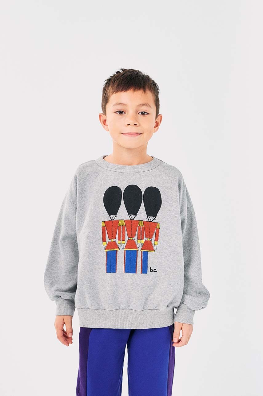 

Детски памучен суичър Bobo Choses Little Tin Soldier в сиво с принт 224AC045, Сив