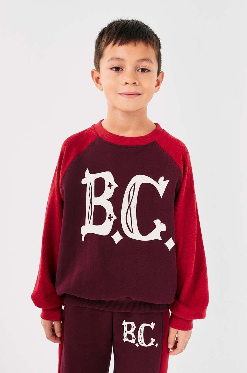 Bobo Choses hanorac de bumbac pentru copii culoarea bordo, cu imprimeu, 224AC050 Bobo Choses hanorac de bumbac pentru copii culoarea bordo, cu imprimeu, 224AC050