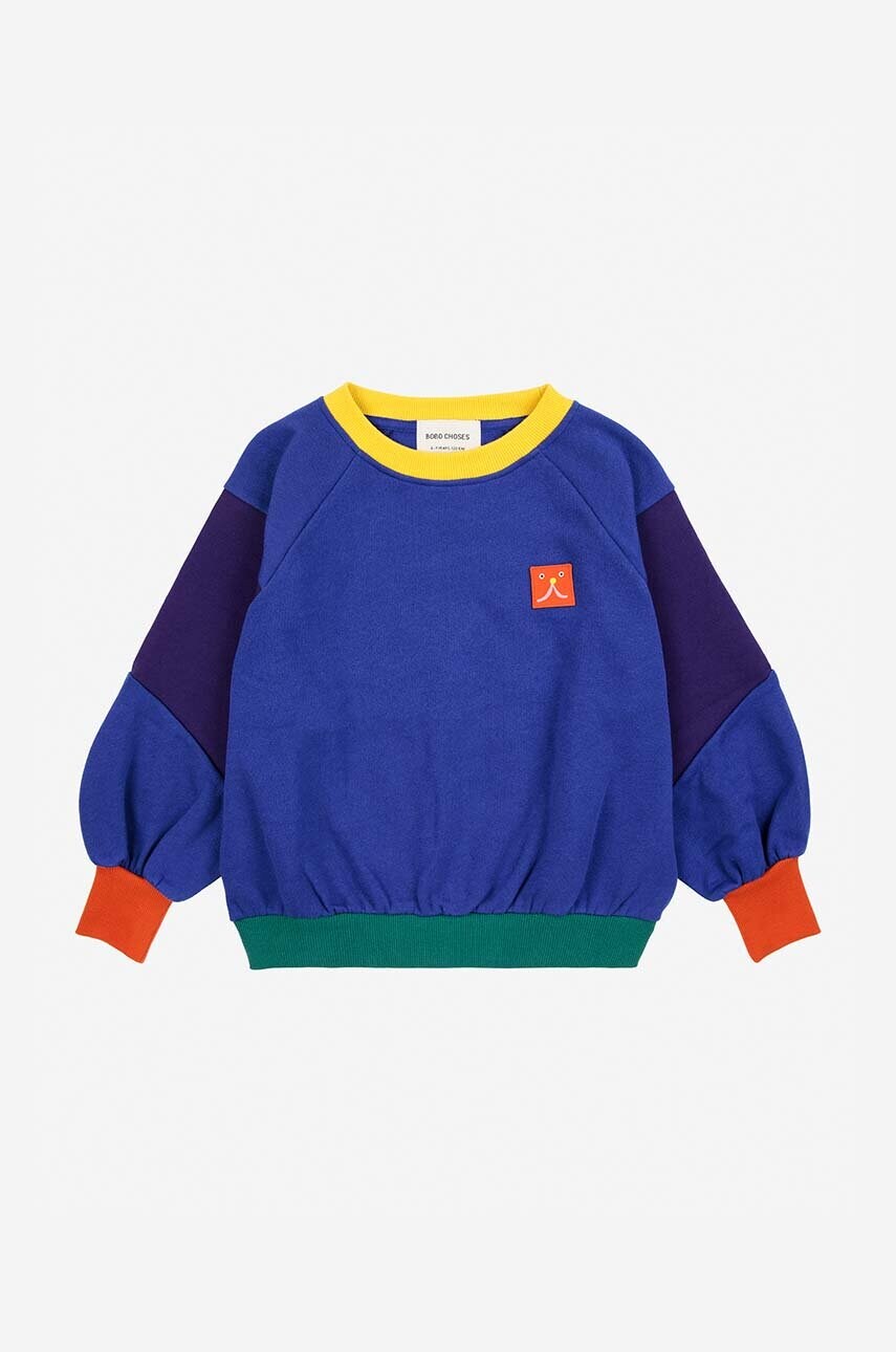 Bobo Choses bluza copii Funny face culoarea albastru marin, neted, 224AC052