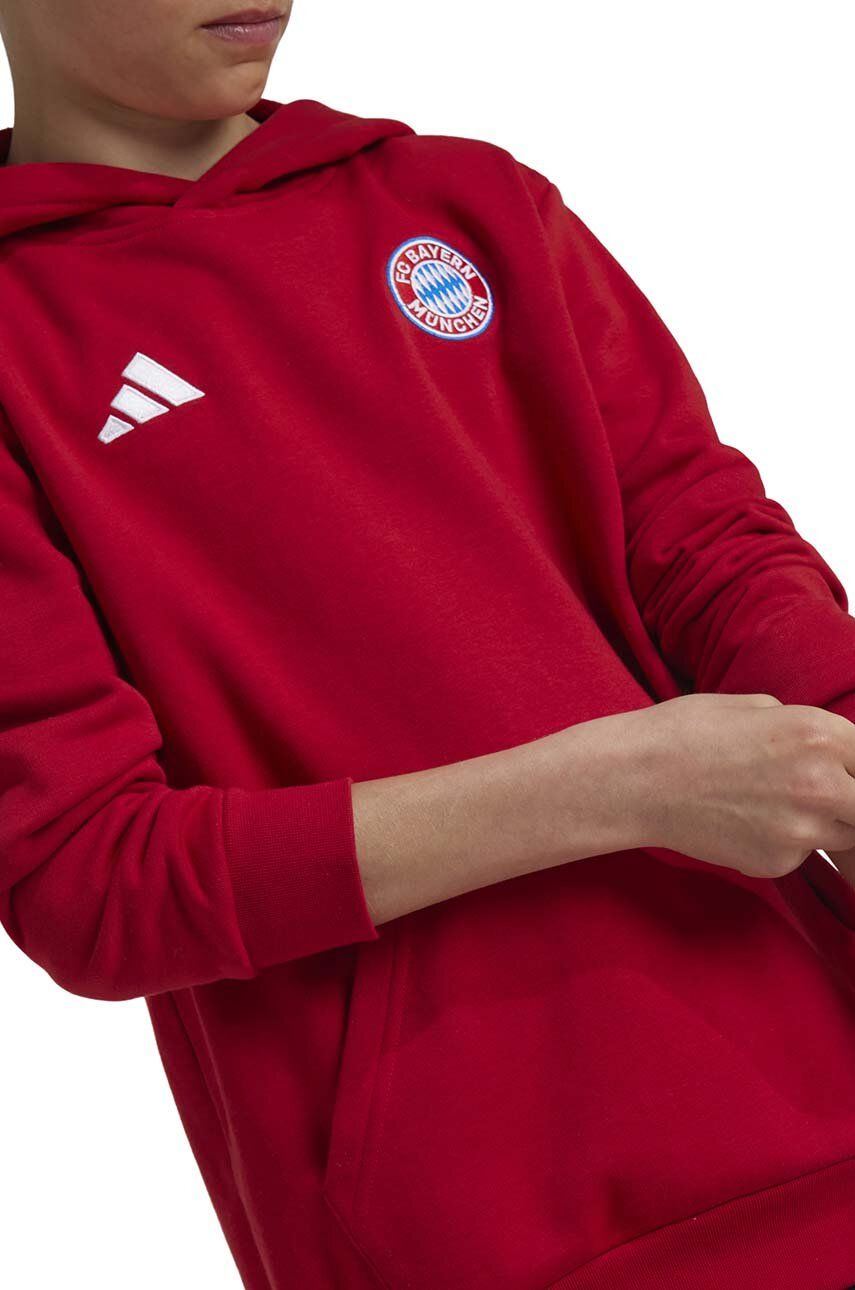 Dječja Dukserica Adidas Performance FCBIDS HD Boja: Crvena, S Kapuljačom, Bez Uzorka, IT4134