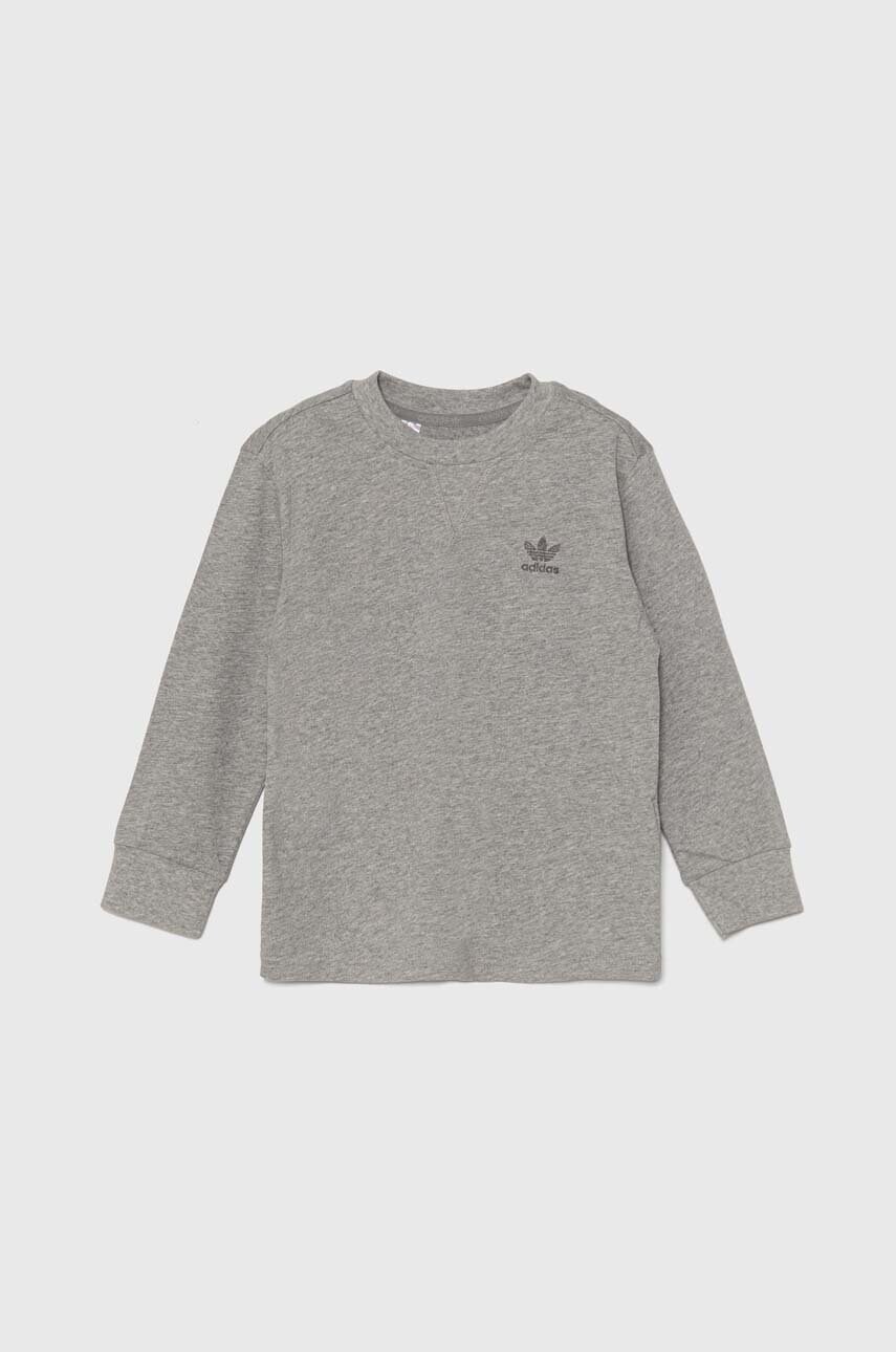 

Детски памучен суичър adidas Originals LONG SLEEVE в сиво с апликация IW1018, Сив