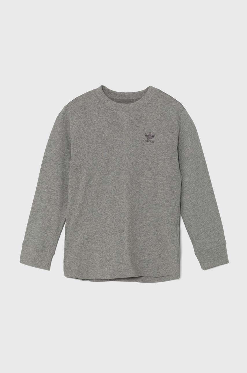 Хлопковый детский лонгслив adidas Originals LONG SLEEVE цвет серый меланж IX5306