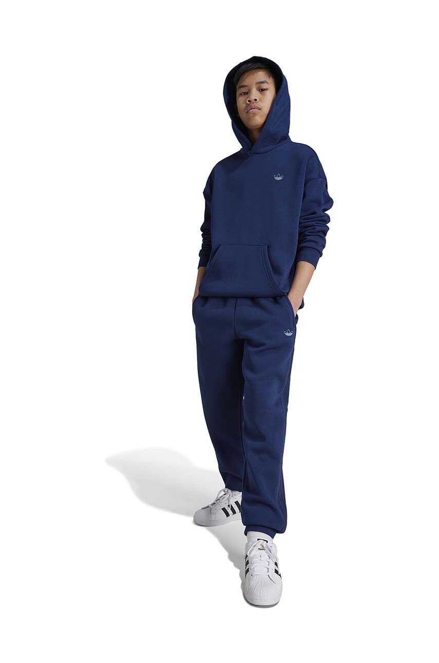 adidas Originals bluza copii HOODIE culoarea albastru marin, cu glugă, neted, IX6843 adidas Originals bluza copii HOODIE culoarea albastru marin, cu glugă, neted, IX6843