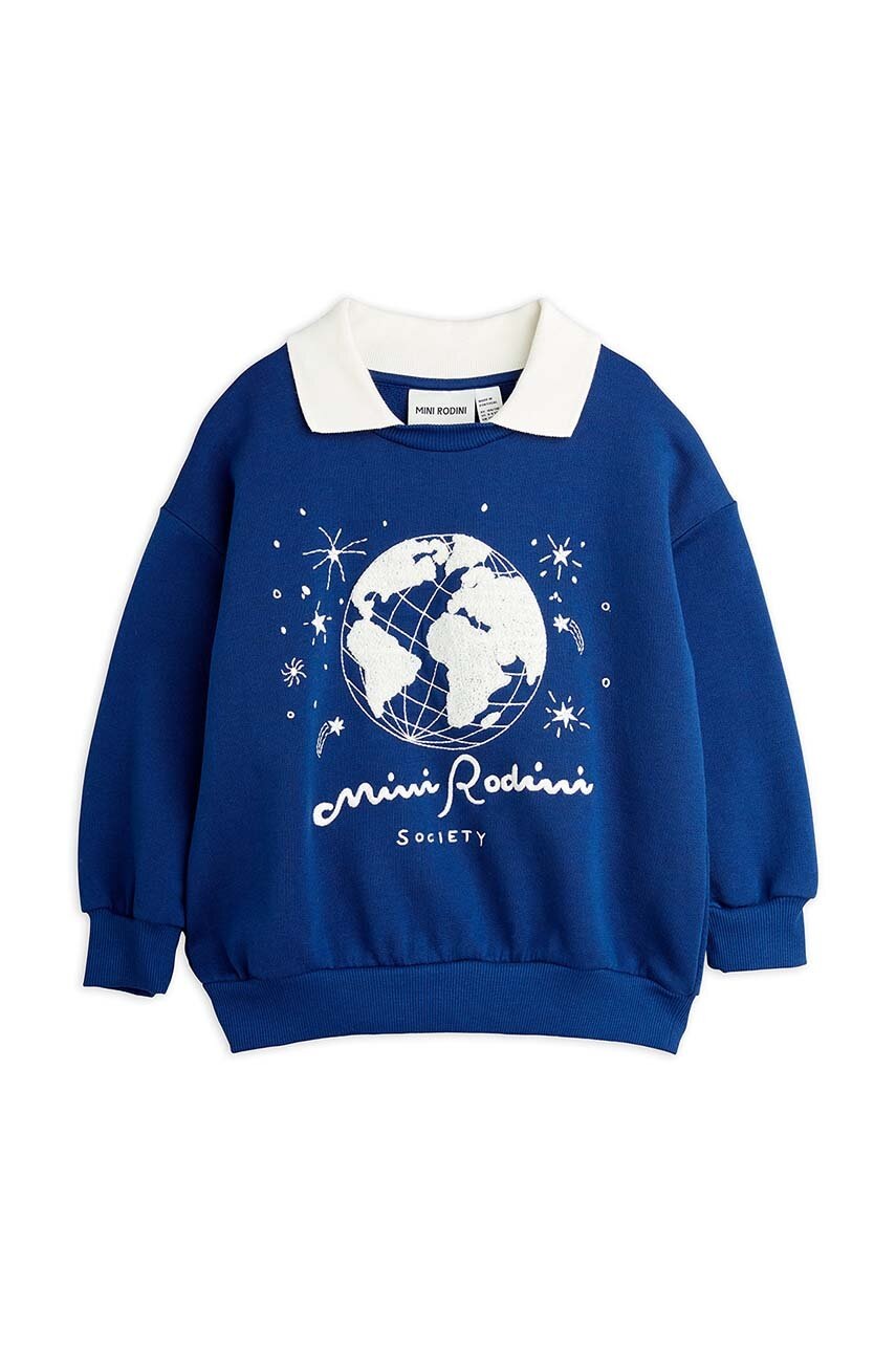 Детская хлопковая кофта Mini Rodini цвет синий с принтом 2472011860 Детская хлопковая кофта Mini Rodini цвет синий с принтом 2472011860