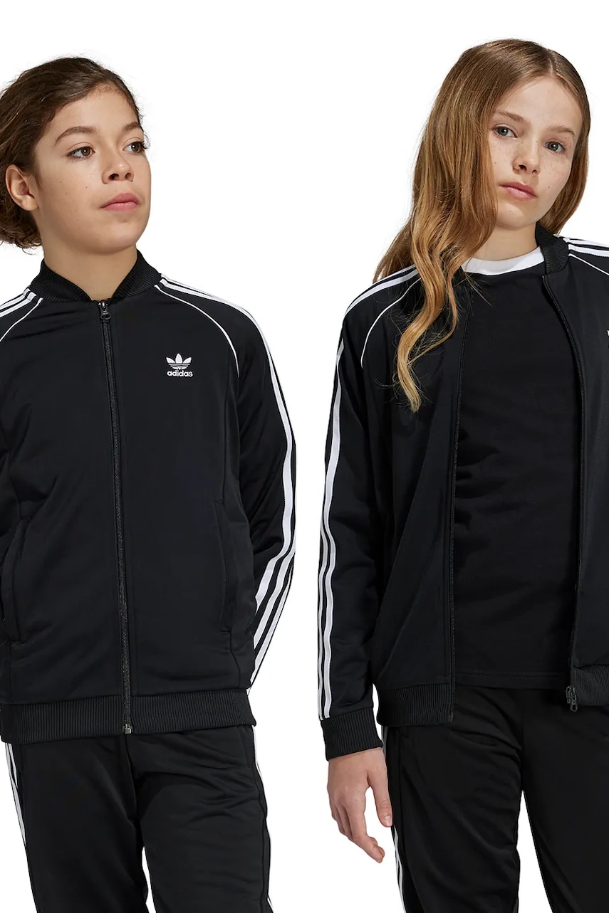 adidas Originals bluza copii SST TRACK TOP culoarea negru, cu imprimeu, IX7628 adidas Originals bluza copii SST TRACK TOP culoarea negru, cu imprimeu, IX7628