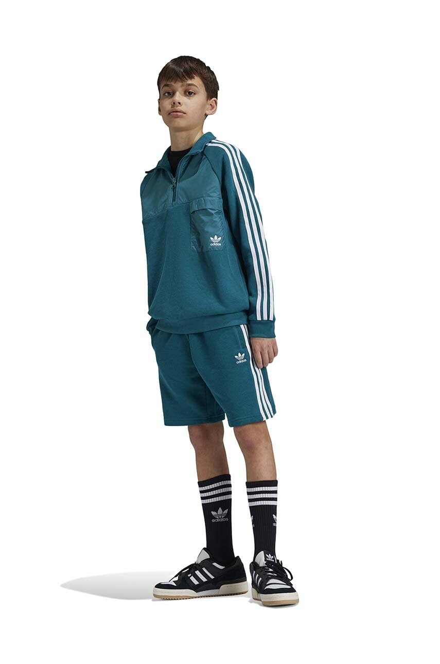 adidas Originals hanorac de bumbac pentru copii HZ CREW culoarea verde, cu imprimeu, IY0012