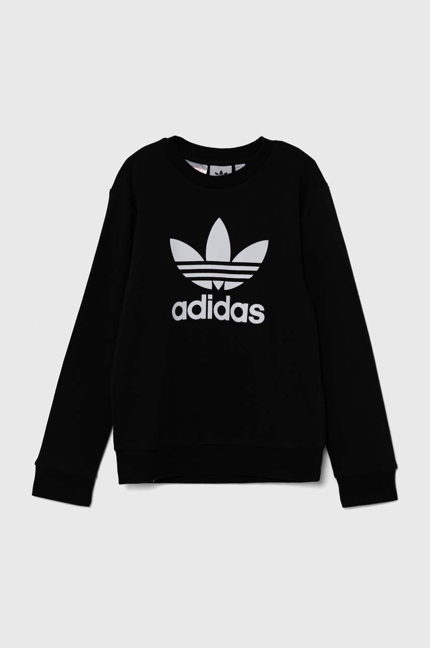 Дитяча кофта adidas Originals TREFOIL CREW колір чорний з принтом IY7435
