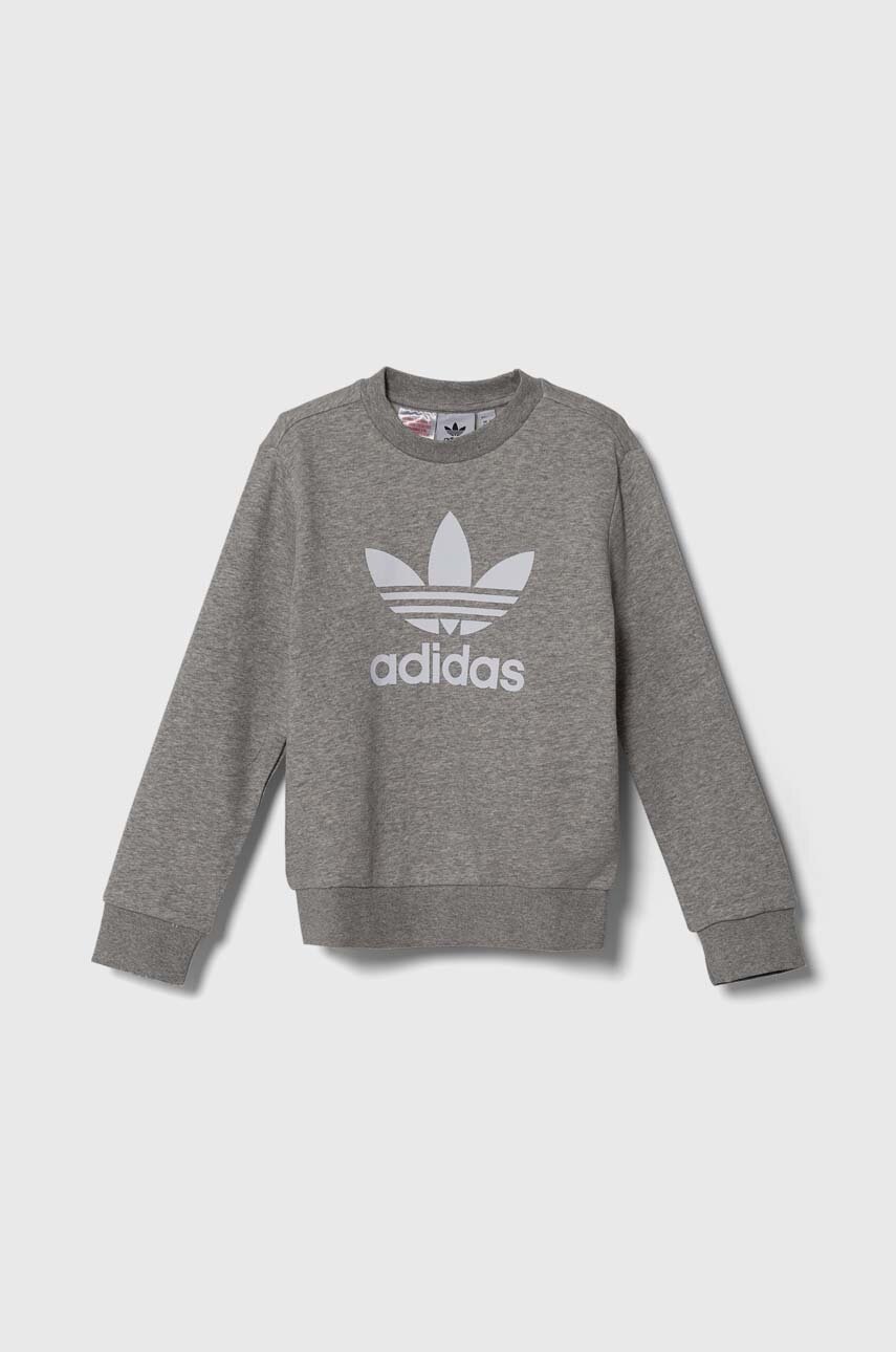 Дитяча кофта adidas Originals TREFOIL CREW колір сірий з принтом IY7436