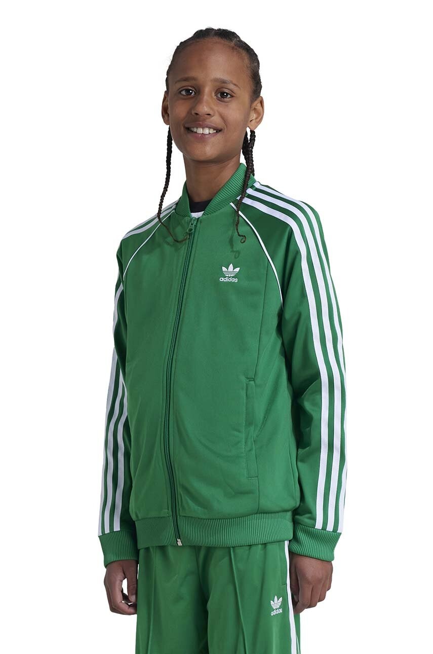 adidas Originals bluza copii SST TRACK TOP culoarea verde, cu imprimeu, IY7458