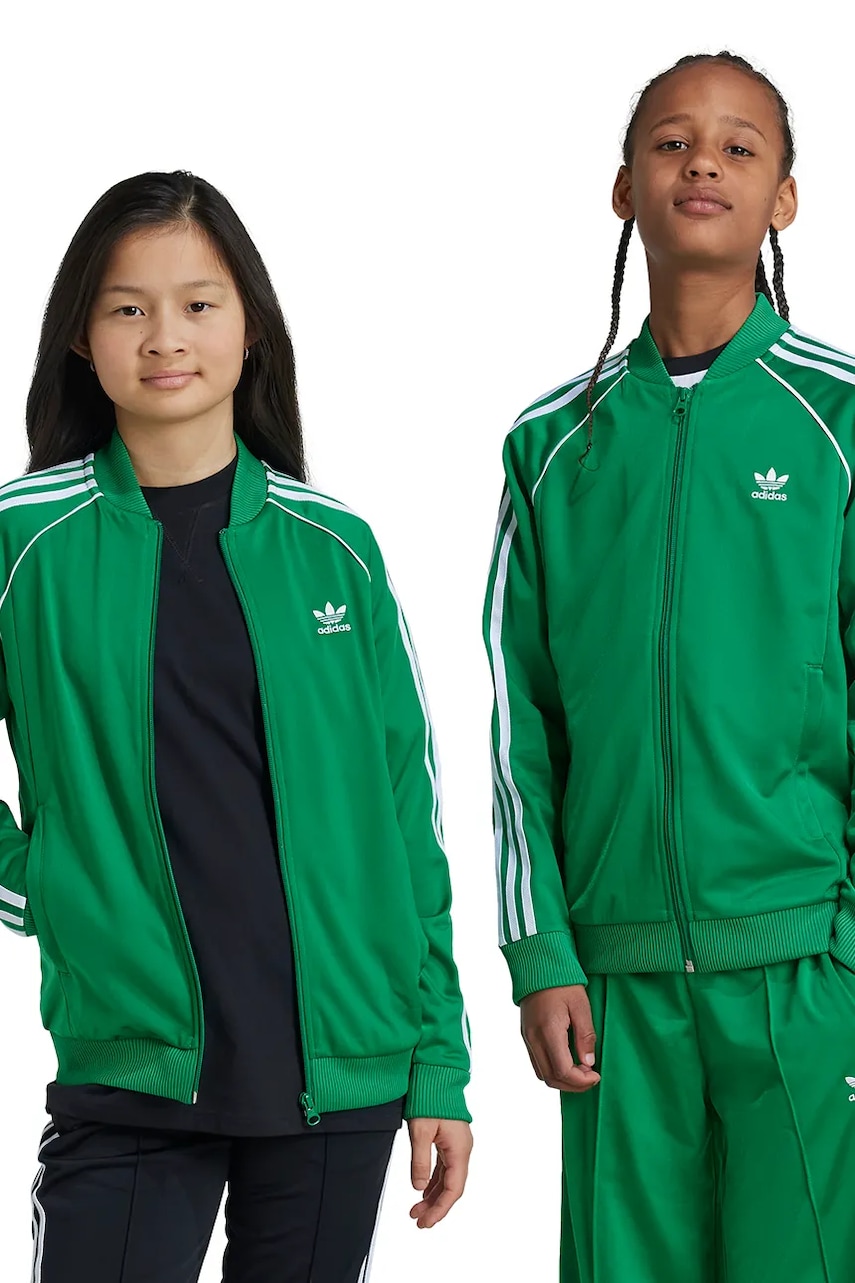 adidas Originals bluza copii SST TRACK TOP culoarea verde, cu imprimeu, IY7458 adidas Originals bluza copii SST TRACK TOP culoarea verde, cu imprimeu, IY7458