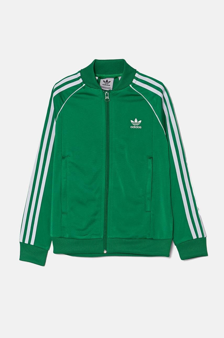 adidas Originals bluza copii SST TRACK TOP culoarea verde, cu imprimeu, IY7458